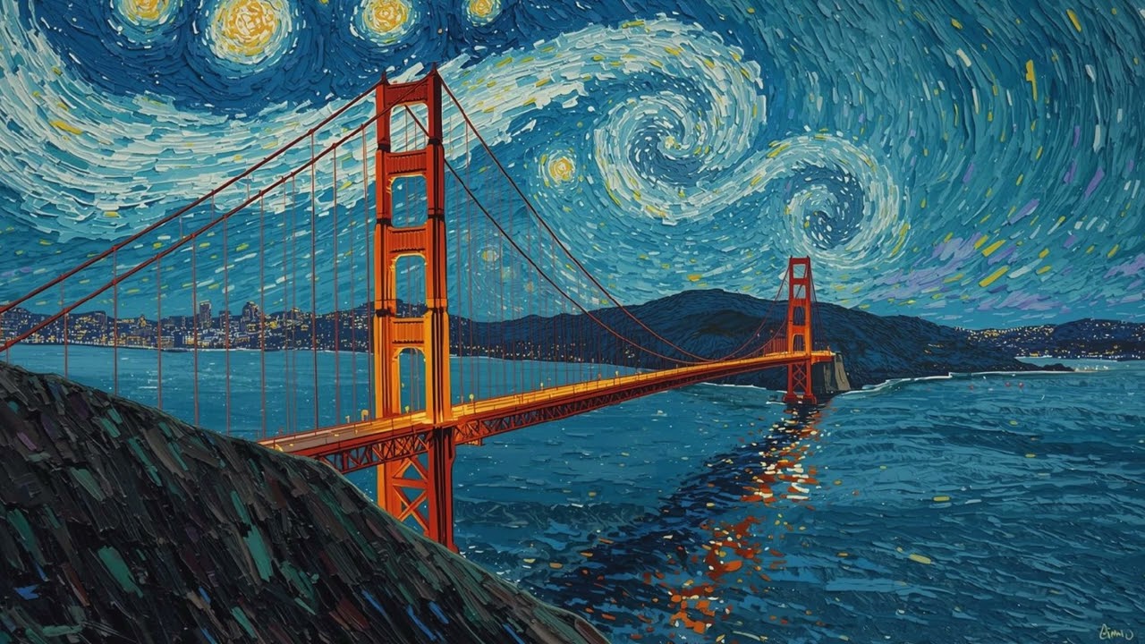 Still TV Art! Change your TV into changeable art!  Van Gogh inspired Golden Gate (1) #art #smarttv