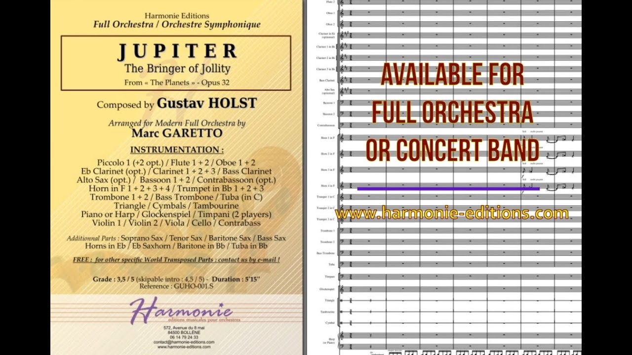 JUPITER (from The Planets - Op.32) by Gustav HOLST