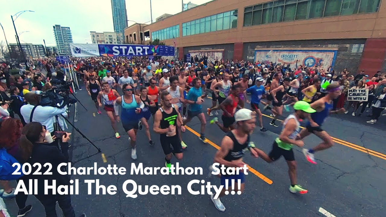 2022 Charlotte Marathon Start - Thousands Push The Run in the Queen City
