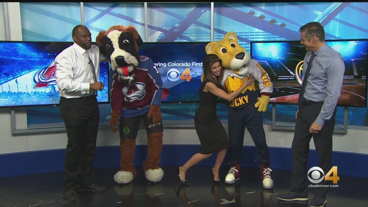 Mascots Rocky And Bernie Visit CBS4's Studio
