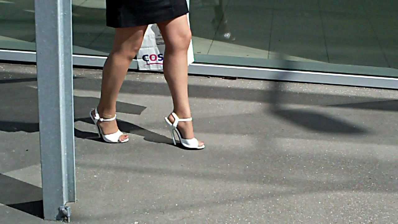 6inch highheels white sandals walk.wmv