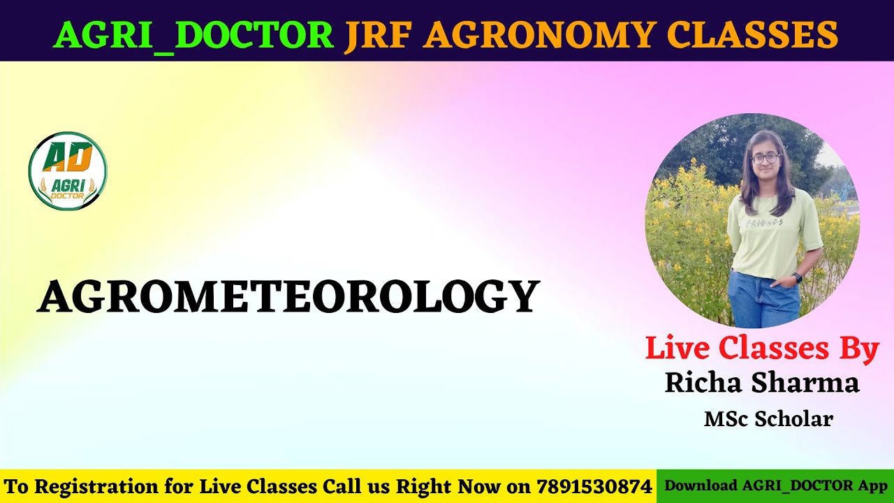 JRF Agronomy  Live Demo Classes By Richa Mam || AGROMETEOROLOGY || @AgriDoctorcoaching