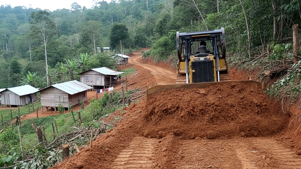 Incredible Road Construction in Remote Jungle! Heavy Machinery in Action.