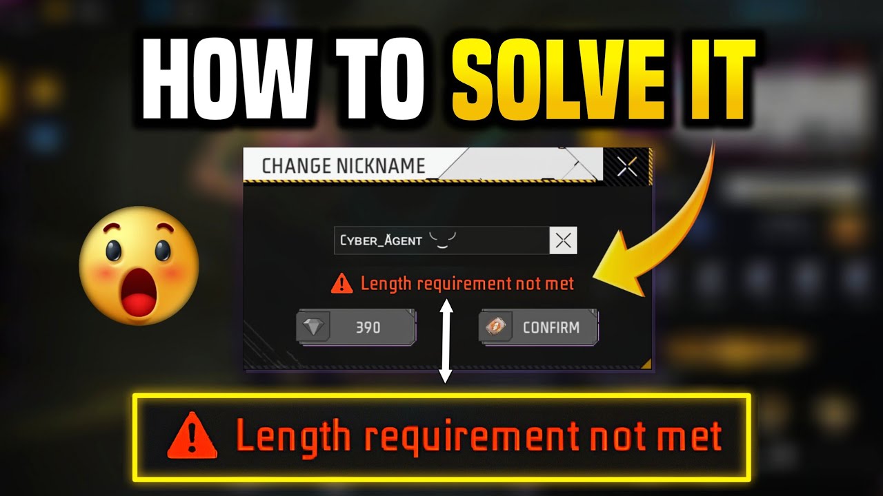 How To Solve Length Requirement Not Met Problem In Free Fire || Name Change Nahin Ho Raha Hai
