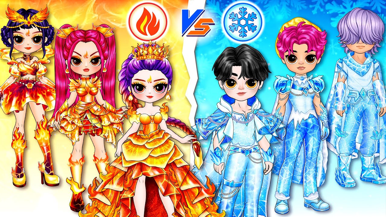 Fire Girl vs Ice Boy! Huntrix & Saja Boys Glow Up | K-Pop Demon Hunters | Best DIY Paper Dolls