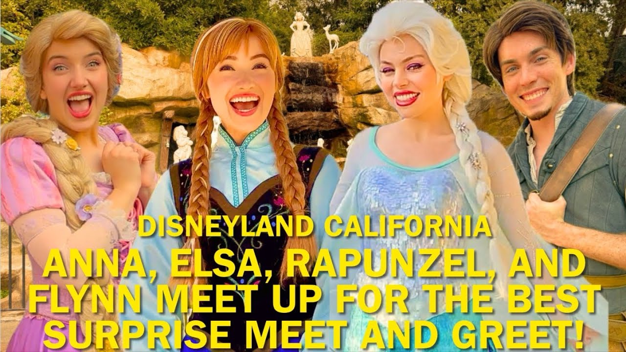 Anna, Elsa, Rapunzel, and Flynn Meet Up for the Best SURPRISE Meet and Greet at Disneyland! #disney
