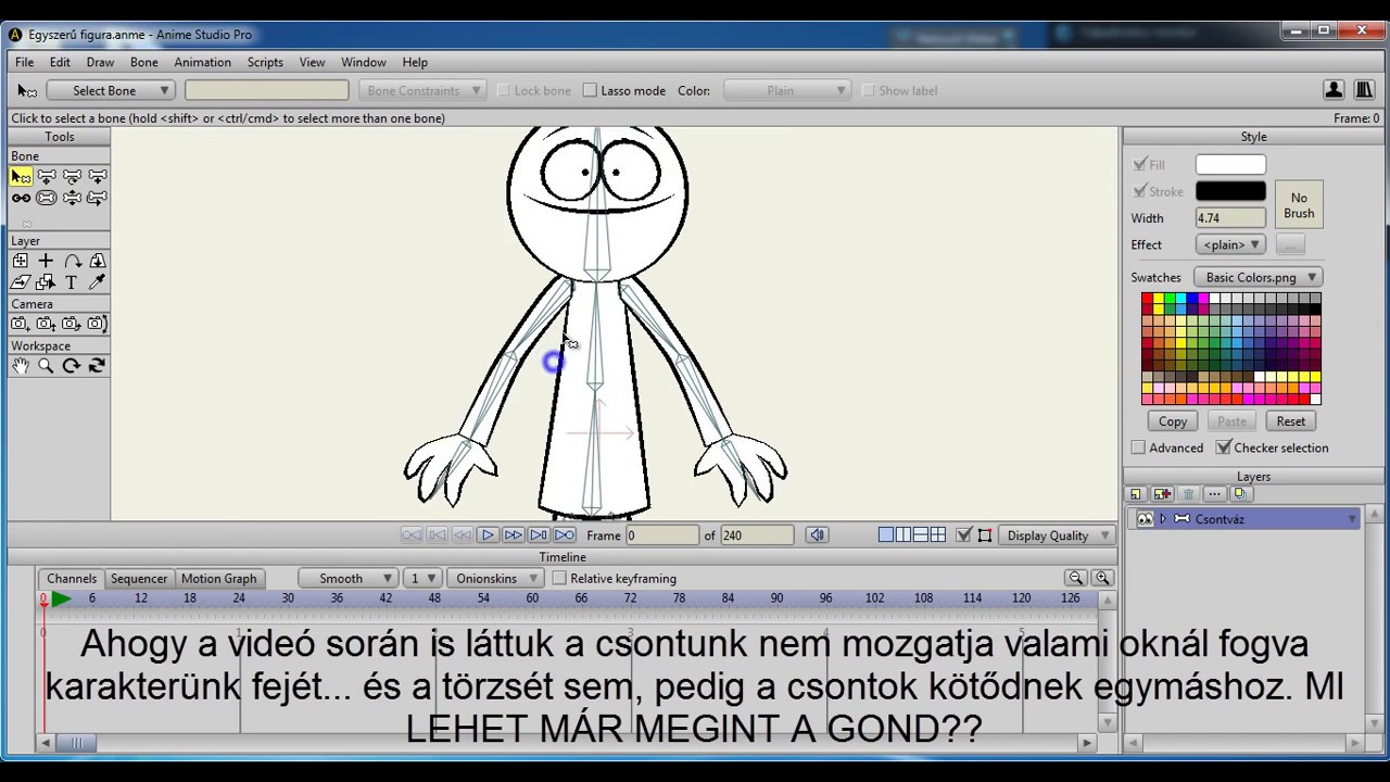 5 - Anime Studio 9.5 - Karakter csontozása (Character Bone Rigging Issues And Fixes) magyar tutoriál