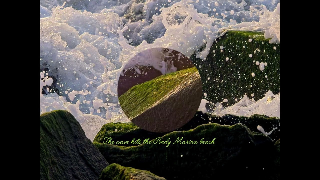 The waves hits the Pondy Marina beach Rock makes Rock 