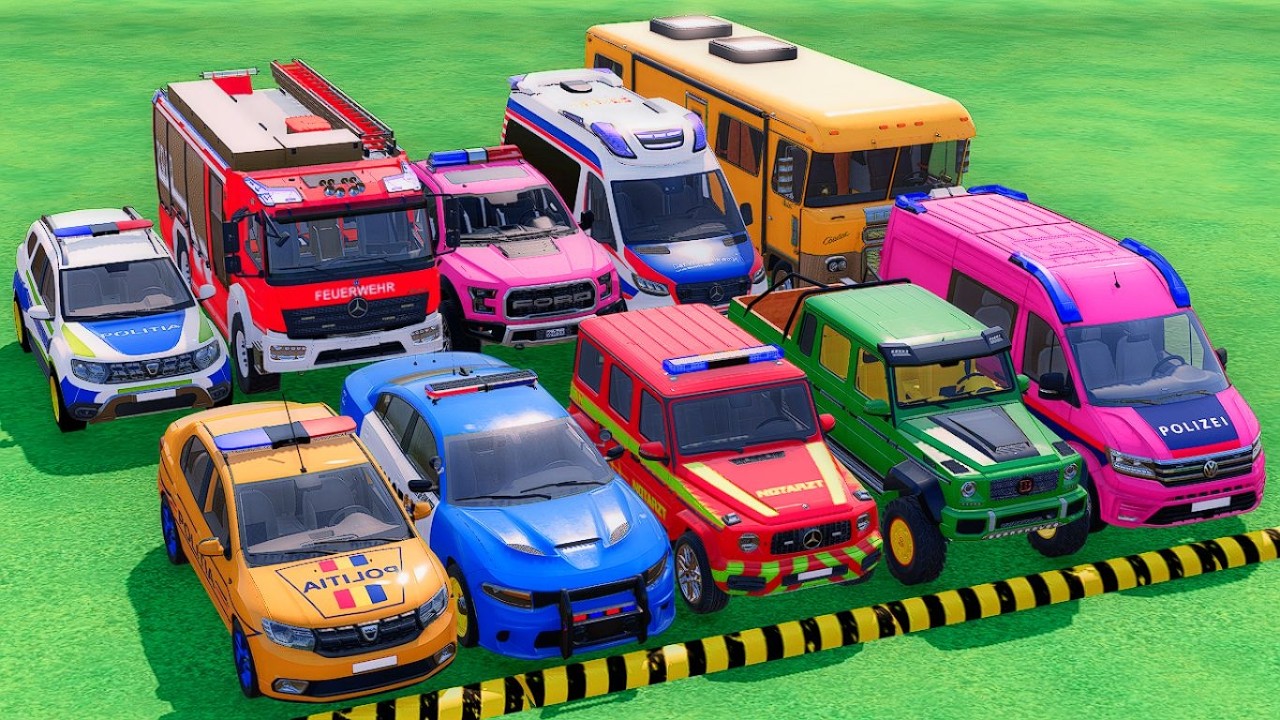 TRANSPORTING POLICE CARS, AMBULANCE VEHICLE, FIRE DEPARTMENT WITH TRAIN - FARMING SIMULATOR 22 #49
