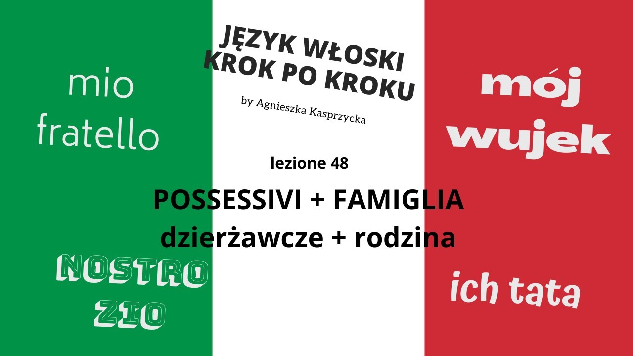 POSSESSIVI FAMIGLIA dzierżawcze rodzina lezione48 JĘZYK WŁOSKI KROK PO KROKU by Agnieszka Kasprzycka