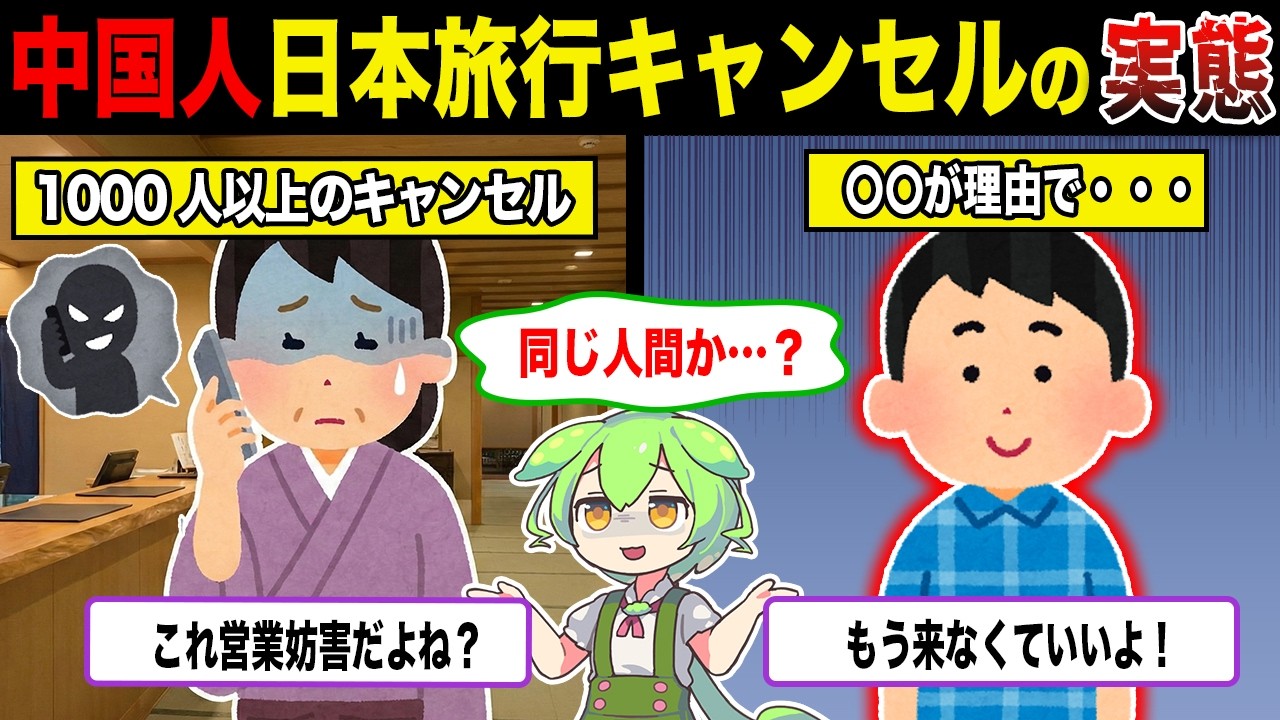 中国人の日本旅行キャンセルが急増してる真相・・・【ずんだもん＆ゆっくり解説】