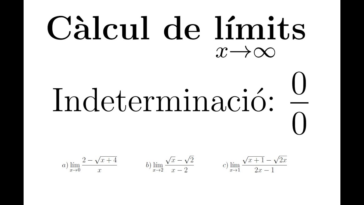 Càlcul de límits: Indeterminació 0/0 - Part 3