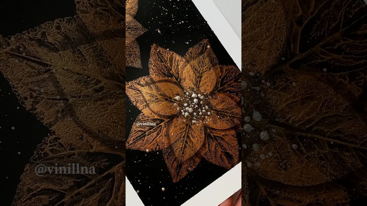 Golden flower painting / Leaf printing / Christmas flower painting / Leaf painting #vinillna