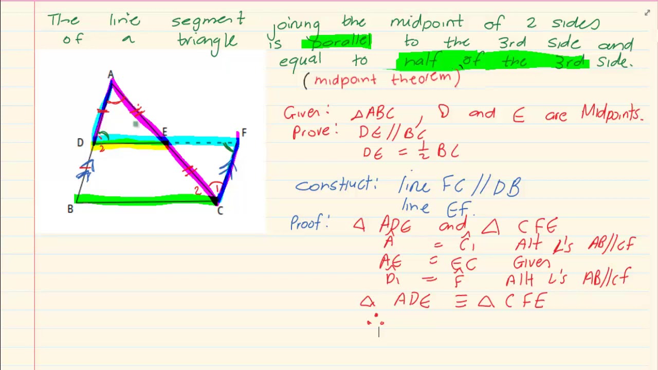 Grade 10: Euclidean Geometry :  Midpoint theorem (Examinable)