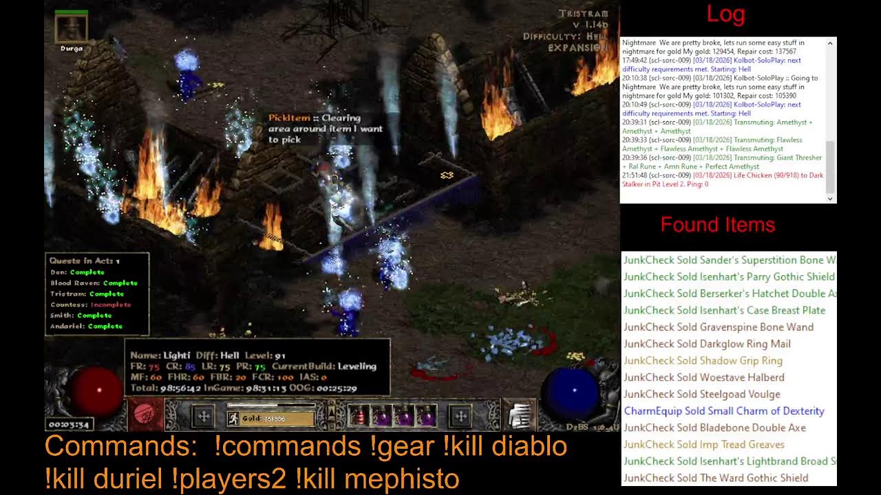Diablo 2 played by AI - Lightsorc - Day 9