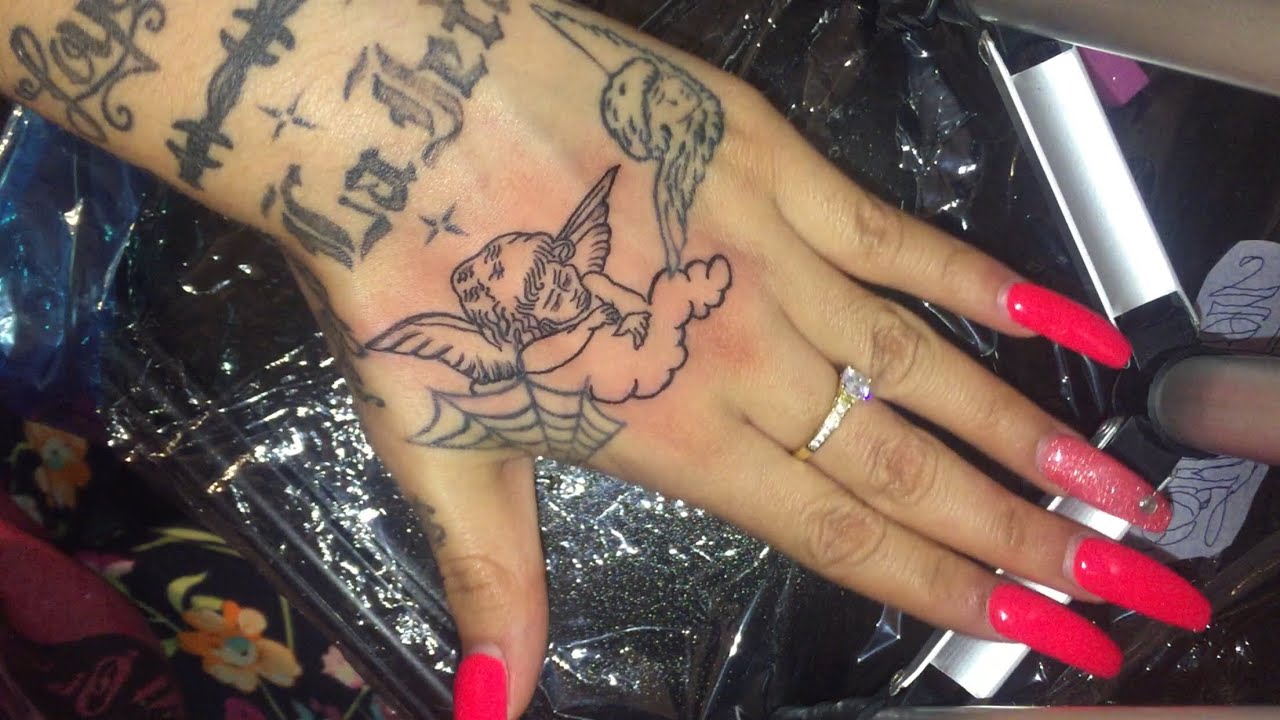 ANGEL HAND TATTOO👼🏽‼️ ( at home )