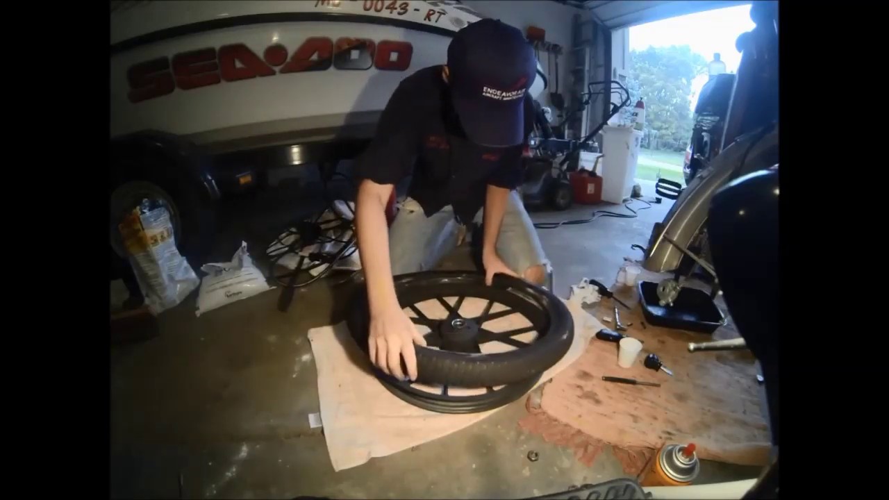 Puch moped front tire change