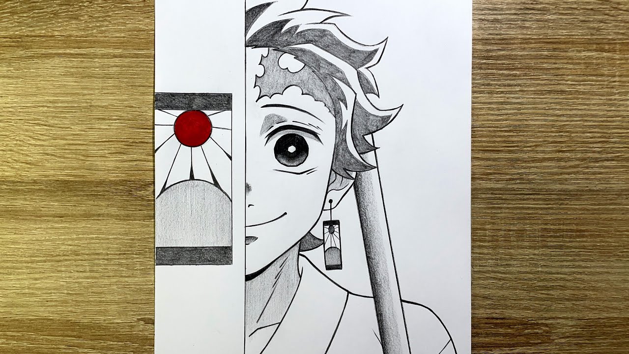 Comment dessiner Tanjiro Kamado de Demon Slayer | Dessin Tanjiro facile étape par étape