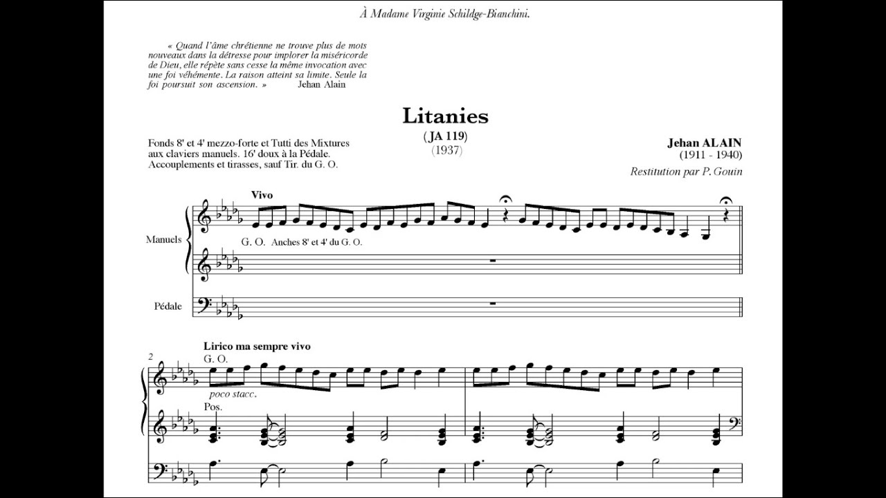 Alain, Jehan (1937): Litanies pour orgue, JA 119 — Marie-Claire Alain