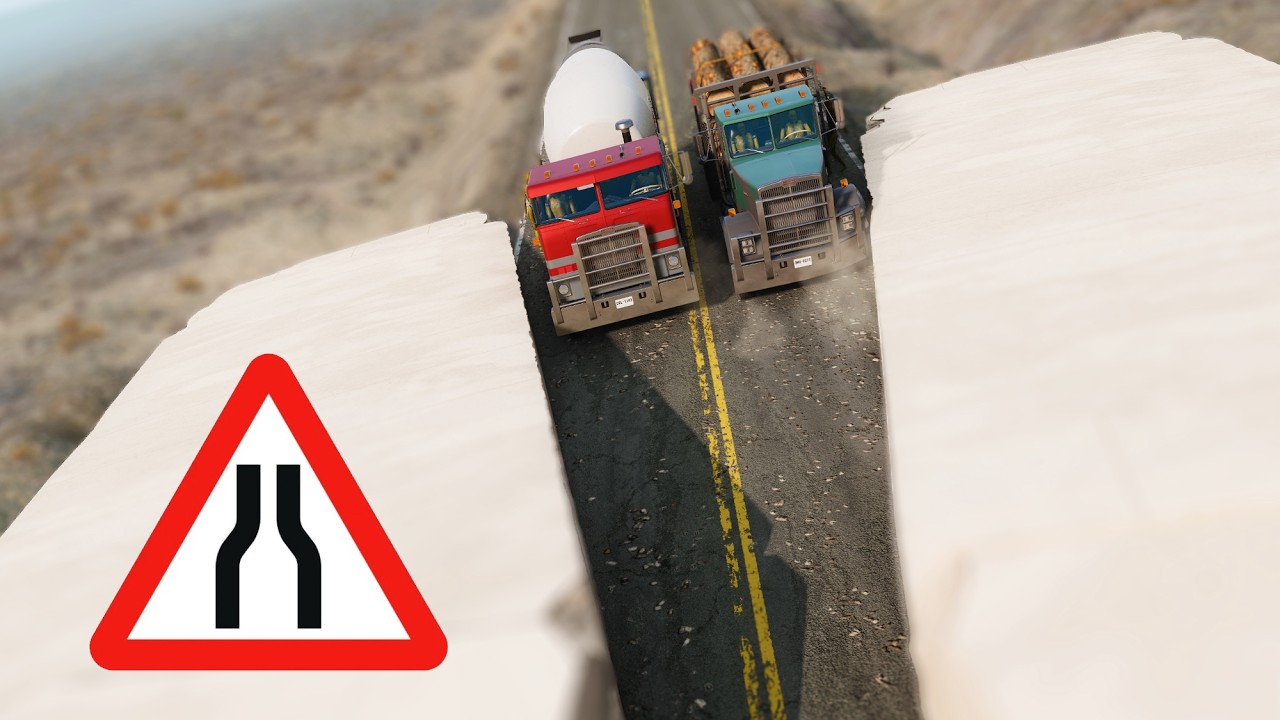 BeamNG Drive - Cars vs Narrow Road