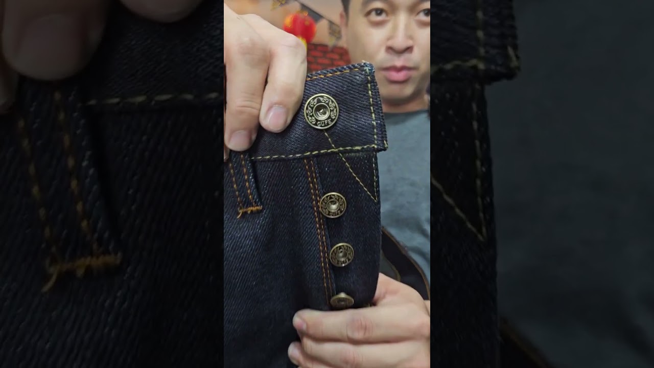 GUPEJEANS 26oz พยัคร์อาร์คซ่อน เข้ม หนา นุ่ม สะใจสายเฟด มิดไนท์ กระดุมใหม่แกนขาคู่ ถุงผ้ายีนส์