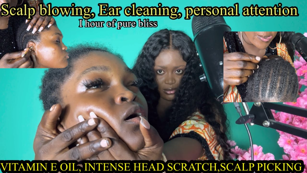 ASMR ✨ATTENTIVE HAIR PICKING, SCALP BLOWING,DUST OUT, EAR CLEAN, INTENSE MASSAGE &PREVIEWS