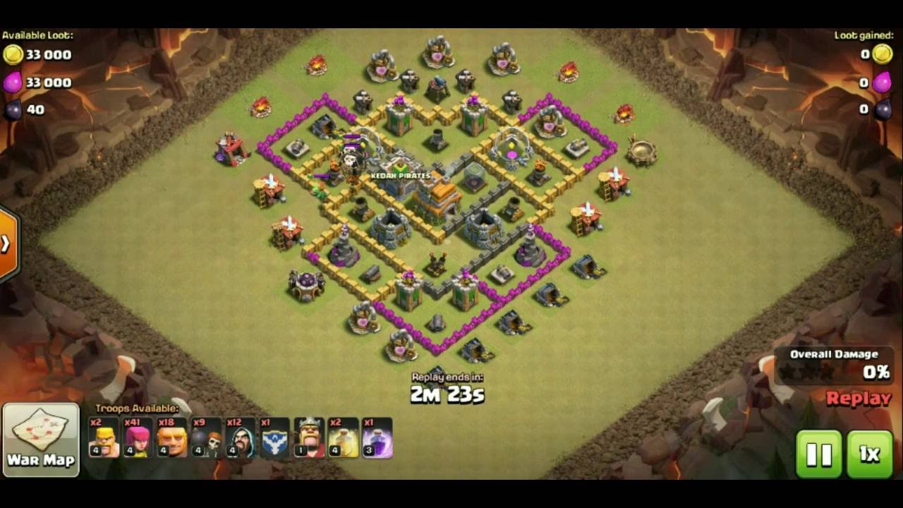 Clash Of Clans - Th7 Giant + Wizard + Archers Ft King Attack War Th7(Strategy)