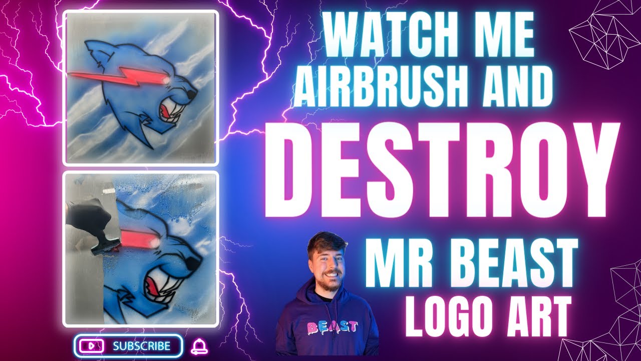 Airbrush Painting & DESTROYING the MR BEAST Logo #art #mrbeast #fypシ #airbrush #painting #logo #fyp