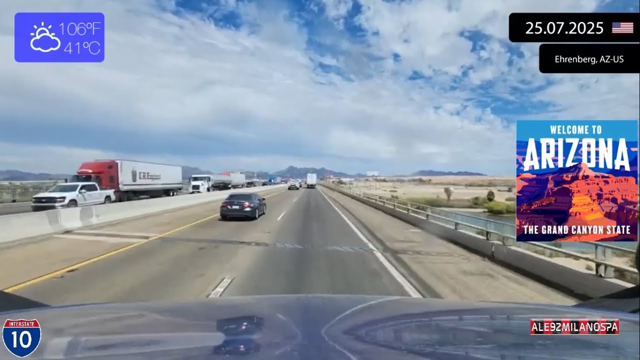 Driving from Los Angeles (CA) to Phoenix (AZ) (United States) 25.07.2025 Timelapse x4