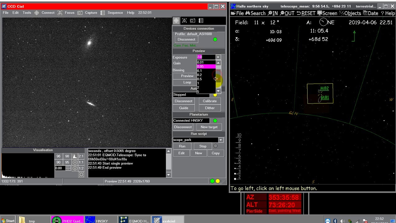 CCDCIEL deepsky imaging program,  the basic operation of the program.