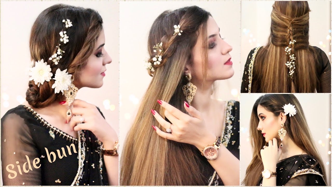 Most beautiful easy hairstyles | 4 Saree Hairstyles | Quick Wedding Hairstyles | Flower Hairstyles