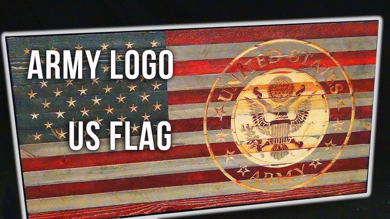 US Flag with Engraved US Army Logo