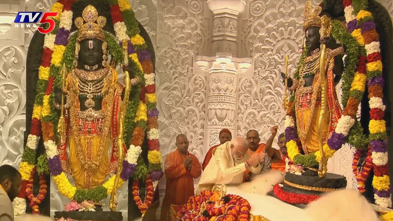 Ayodhya Ram Mandir Pran Pratishtha Moment Visuals || Ayodhya Ram lalla Murti First Look || TV5 News
