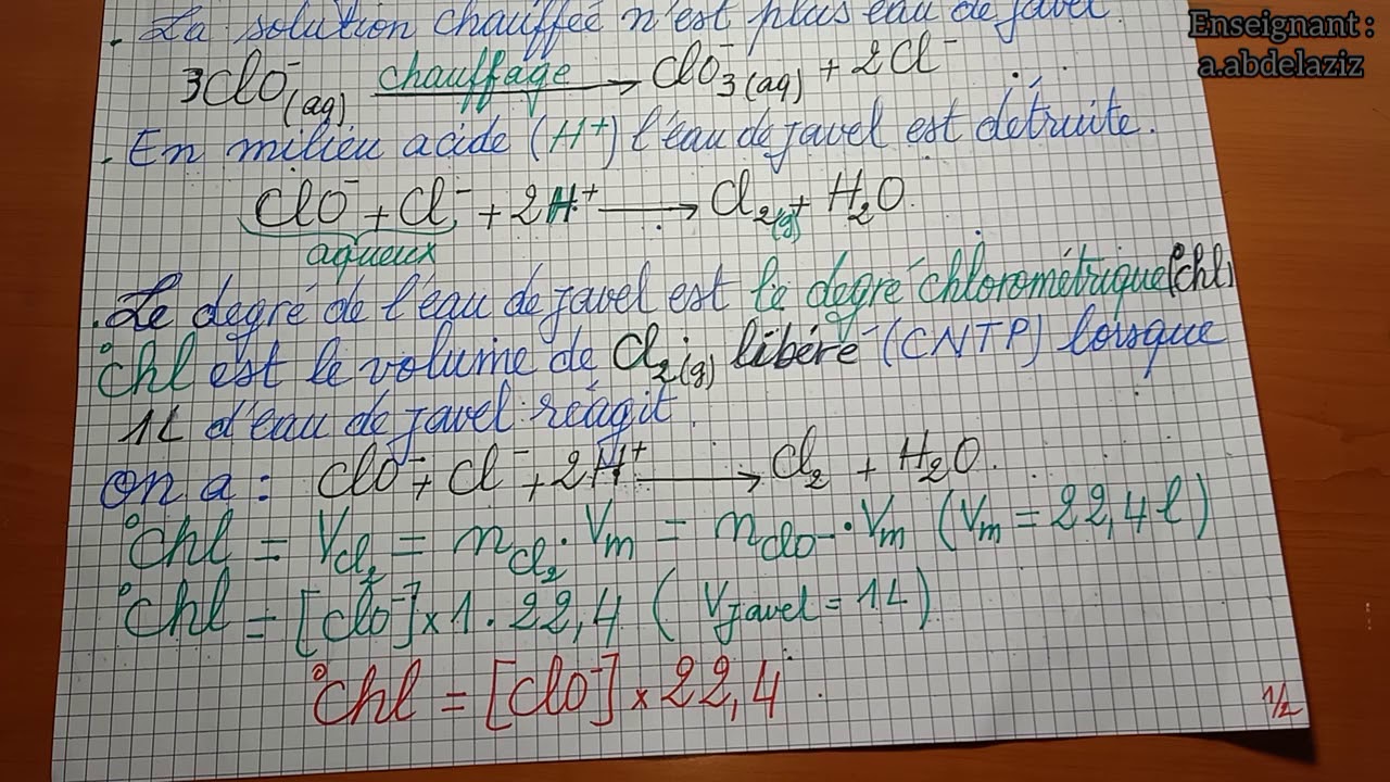 Dosage indirect des ions hypochlorites d'une eau de javel       (Iodométrie) - Partie 1