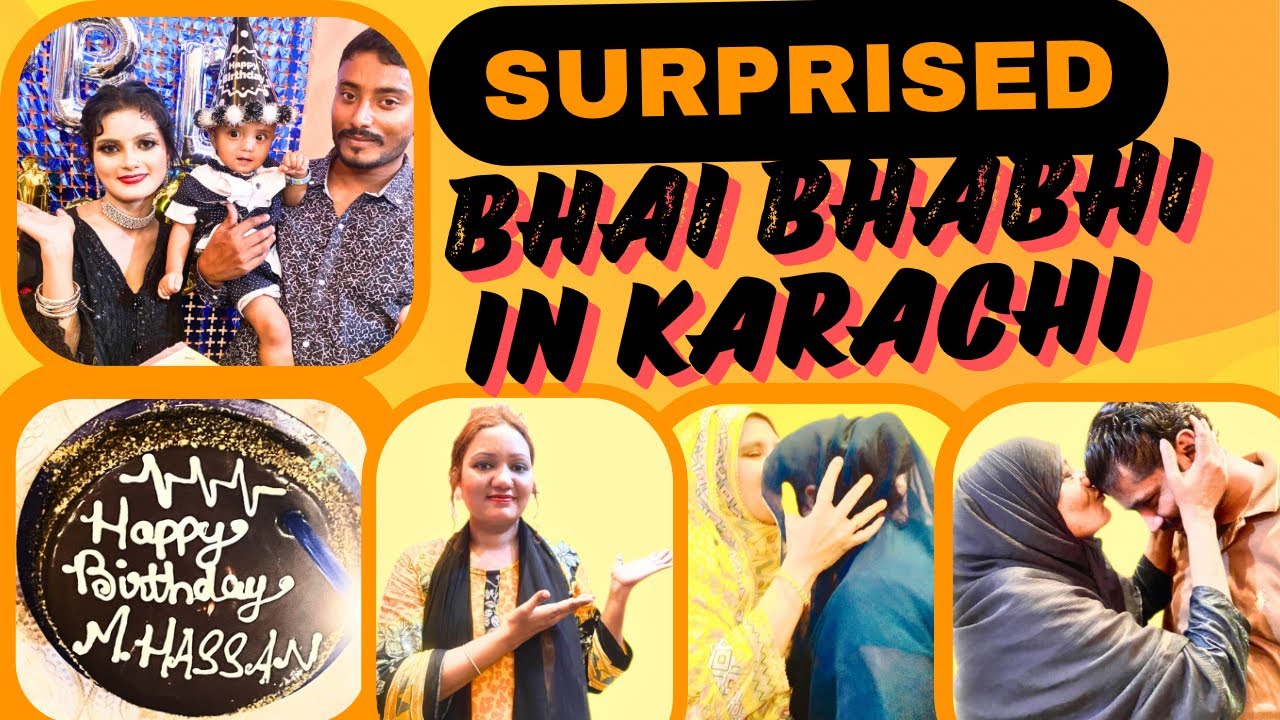 Big surprised bhai bhabhi in Karachi at home.M.hassan’s1st birthday celebrate