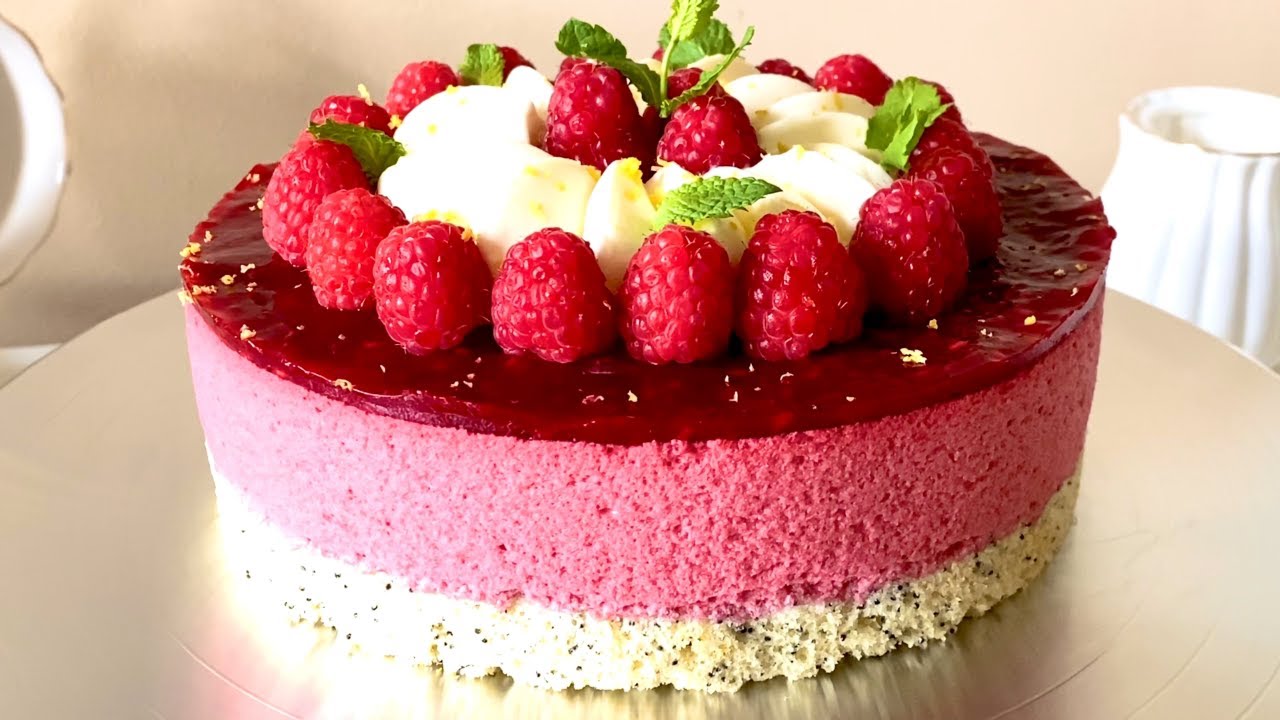 ¡EL MEJOR PASTEL DE MOUSSE de FRAMBUESA y Amapola! 🍰