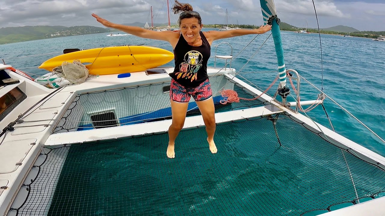 De A &agrave; Z, Comment poser un nouveau trampoline sur notre catamaran? &laquo;&nbsp;LOFTNET&nbsp;&raquo; Vis ma vie en mer.