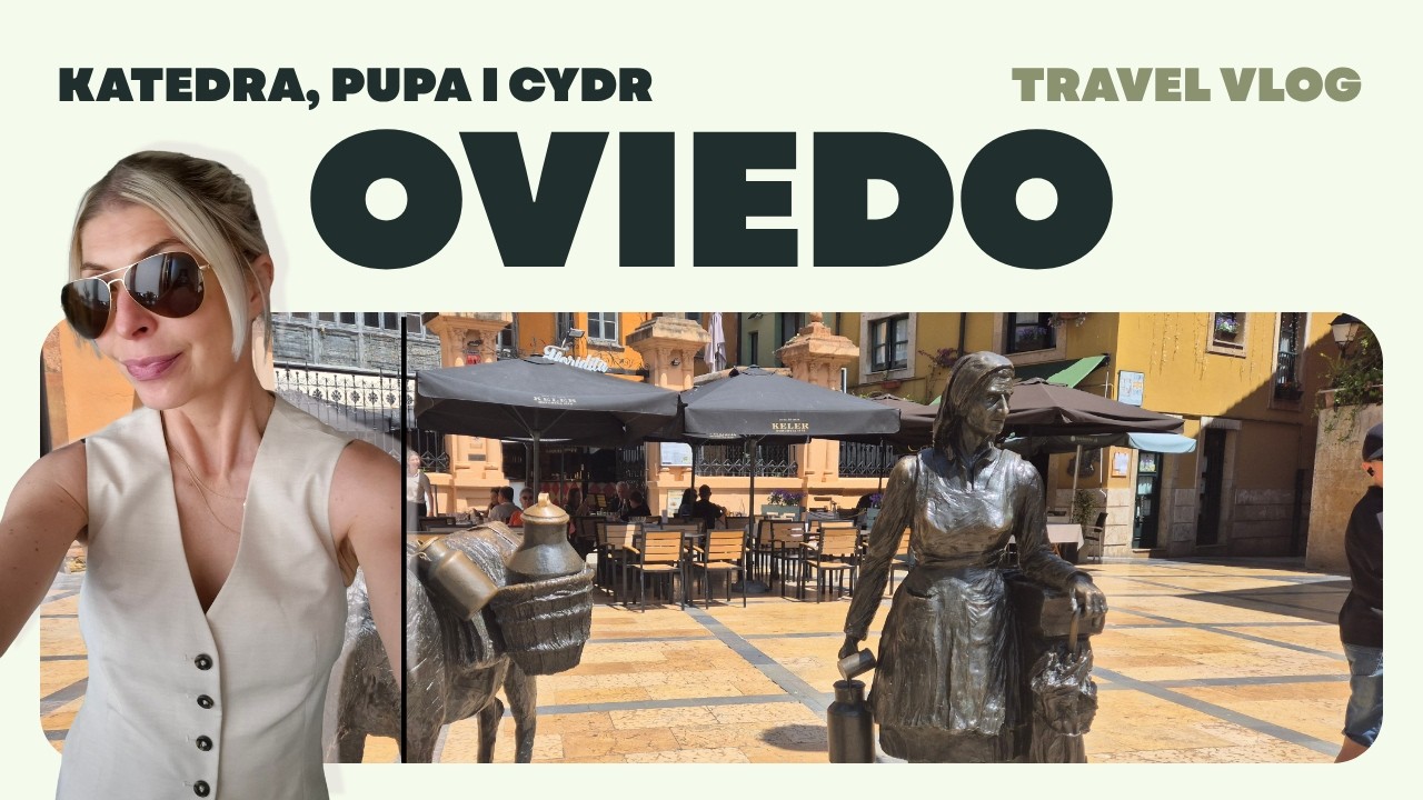 Oviedo , gigantyczna pupa, Katedra, rzeźby i cydr z wysokości.