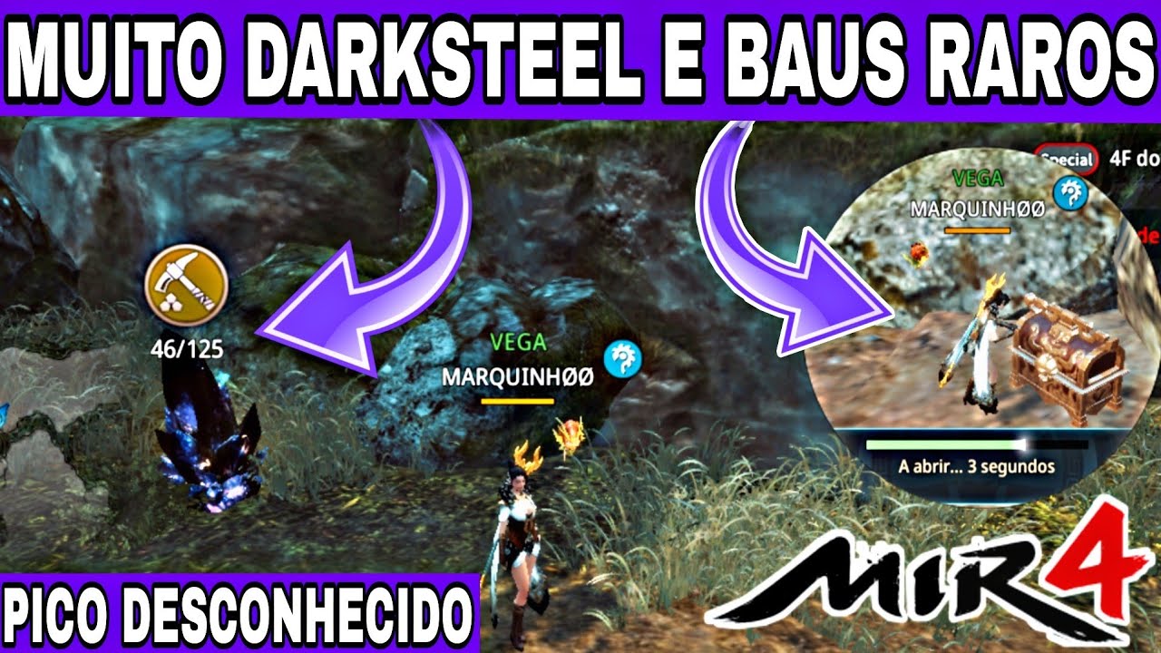 MELHOR ROTA DO PICO DESCONHECIDO PRA FARMAR DARKSTEEL (aço negro) E BAÚS RAROS MIR4