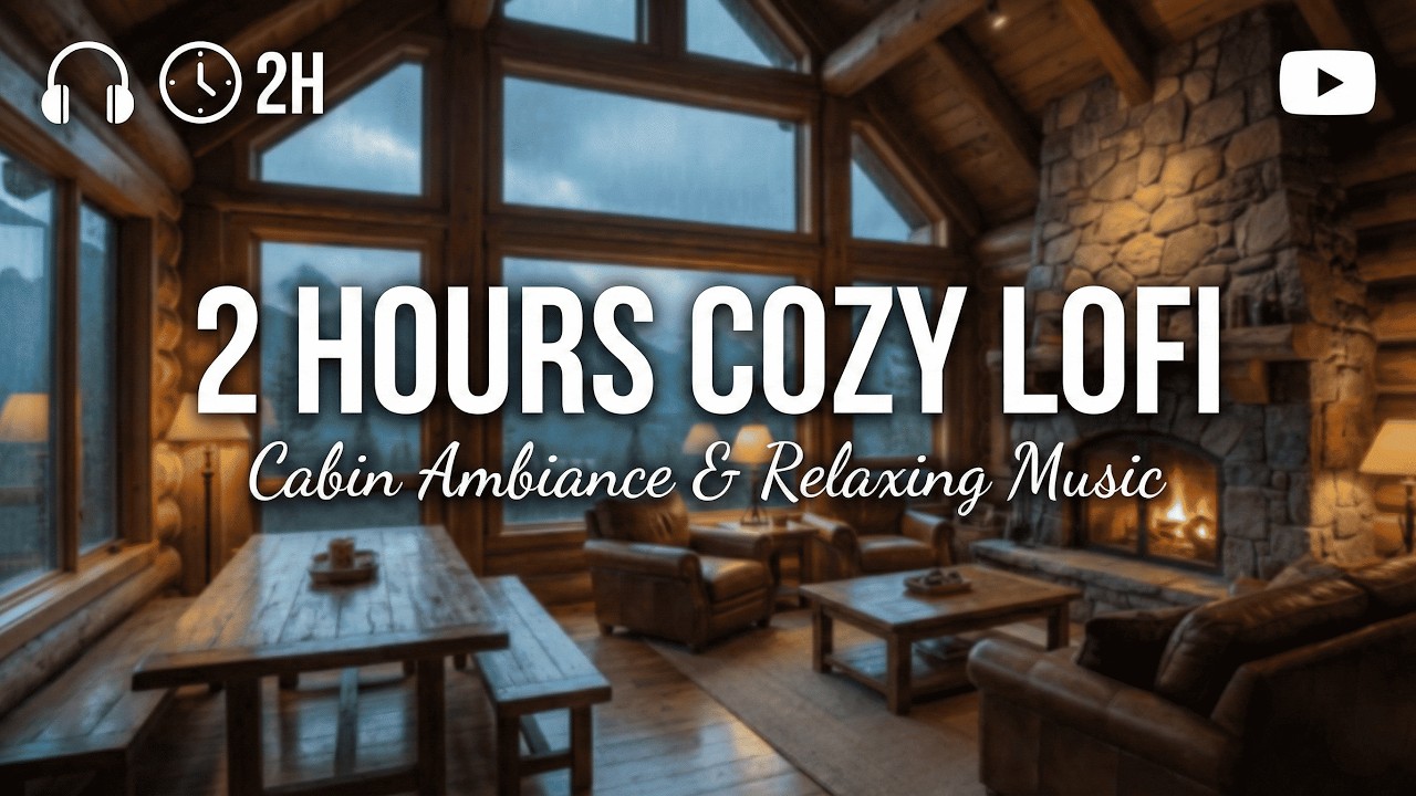 Night Rain at the Cabin 🌧️ Cozy Fireplace & Soft Lofi for Sleep & Focus
