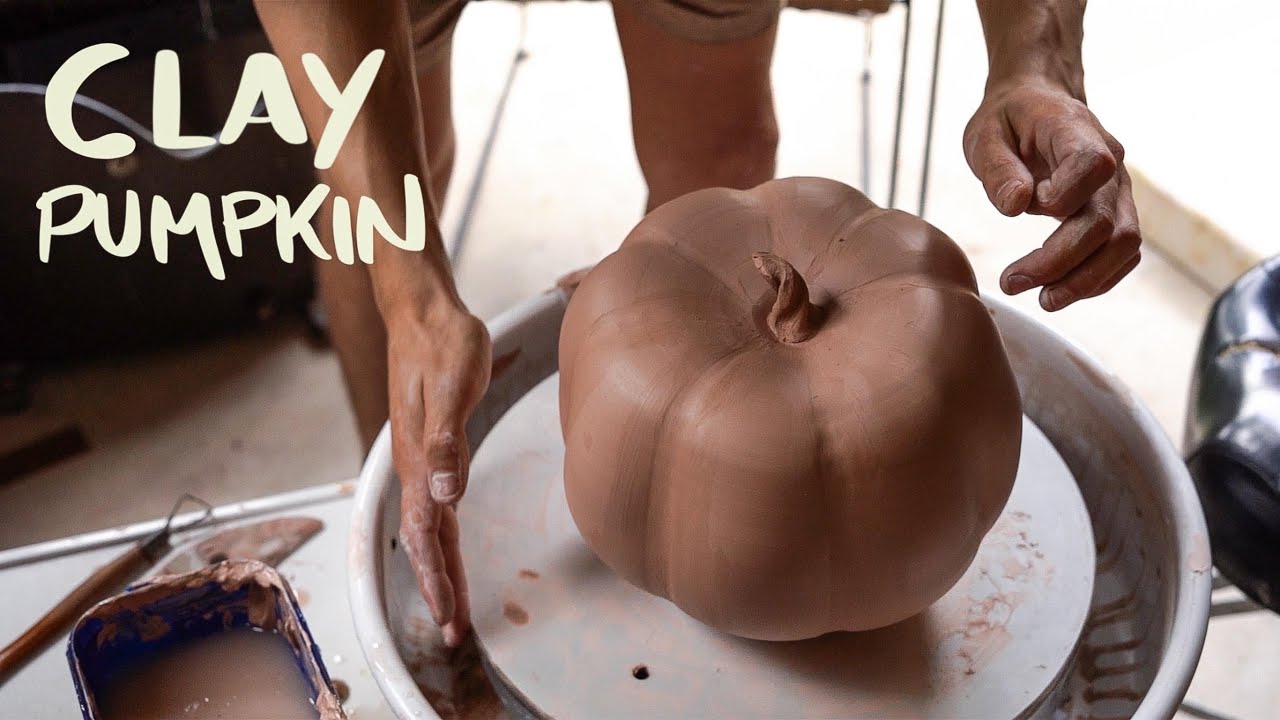 Making a Clay Pumpkin on the pottery wheel