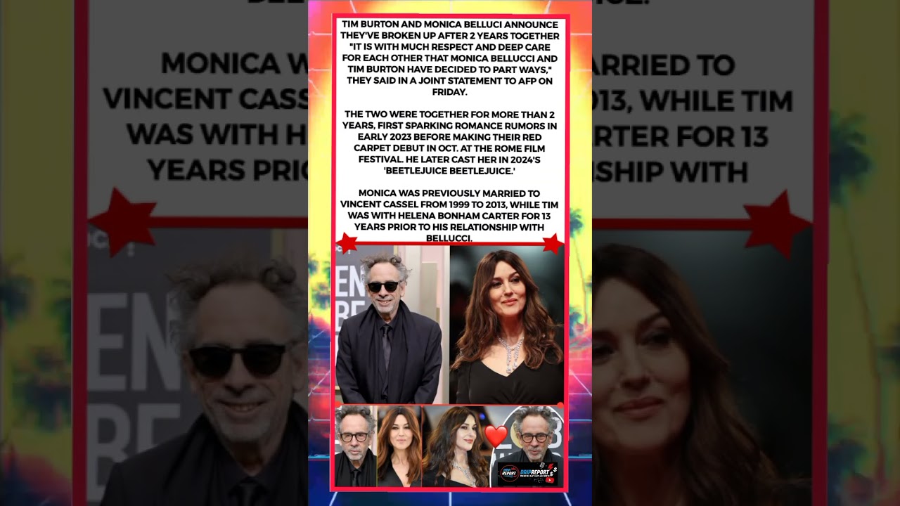 Tim Burton & Monica Bellucci split after 2 years. 🎬💔 Hollywood&rsquo;s goth couple is over.#viral #news