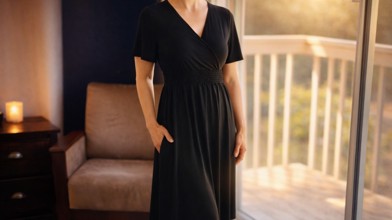 Floral Midi Wrap Dress Review – Short Sleeve V-Neck A-Line with Pockets