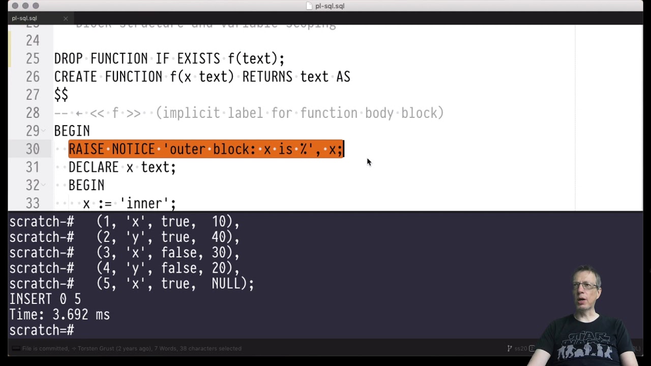 Advanced SQL &mdash; Chapter #07 &mdash; Video #53 &mdash; PL/SQL: block structure, variable declarations and scoping