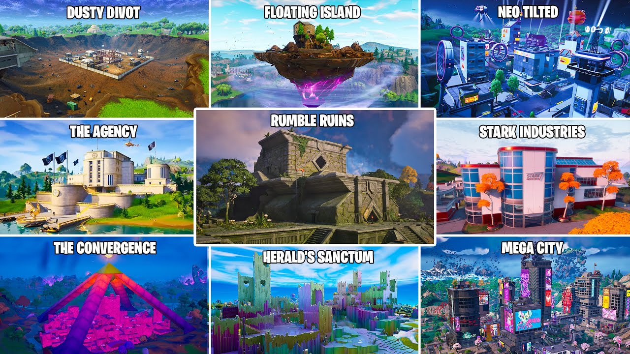 Evolution of Fortnite Season Themed POIs (Season 4 - Season 25)