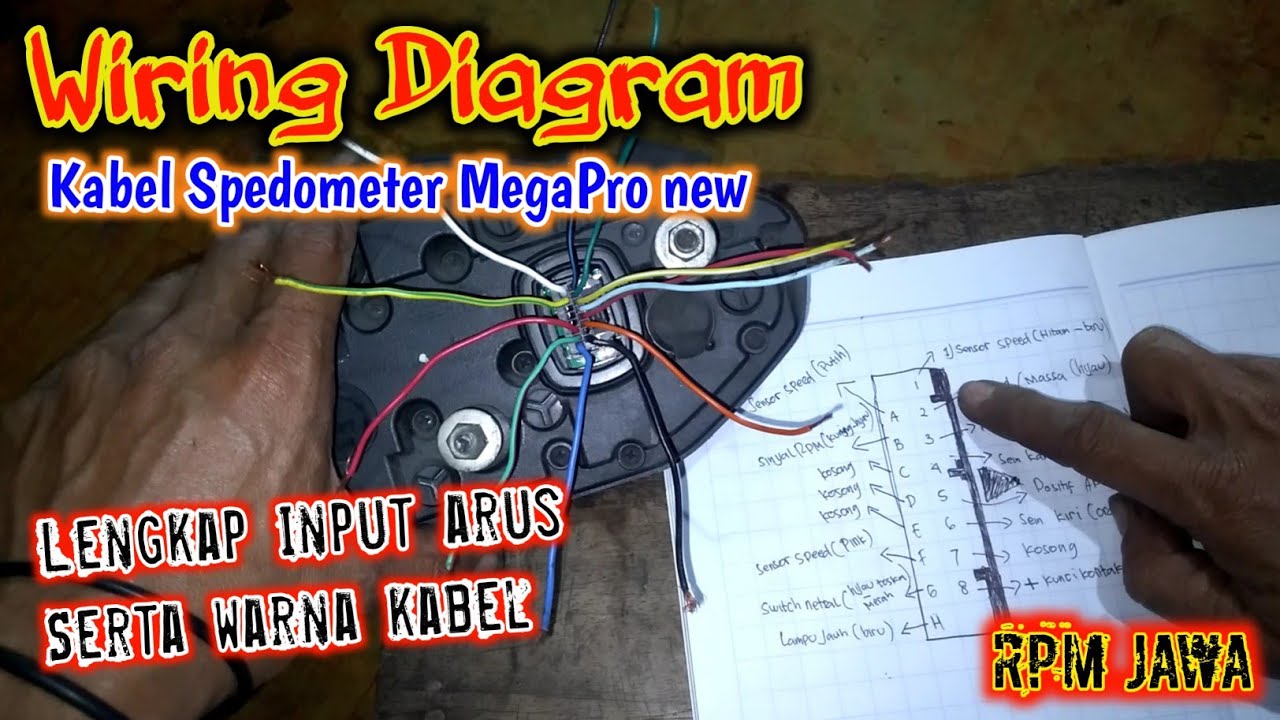 Jalur kabel spedometer megapro new monoshock || Wiring diagram spedo meter || Warna kabel spedometer