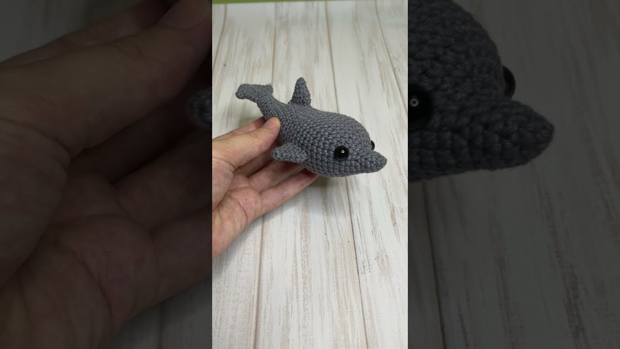 Little dolphin toy, crochet plush stuff small sea animal doll, newborn baby shower gift