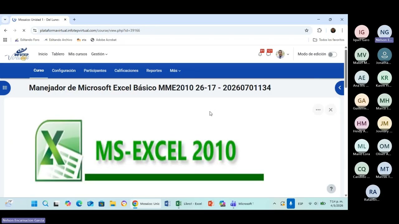 Excel Básico Grabación #1 Explicación En Vivo, Prácticas #1, De La Unidad 1 y II Vía Teams Henríquez