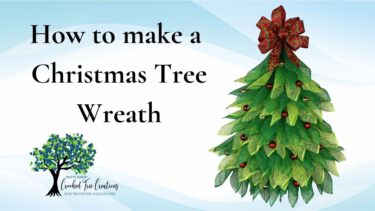 How to Make a Christmas Tree Wreath Using Poly Burlap Mesh and Witch Hat Form from Dollar Tree!