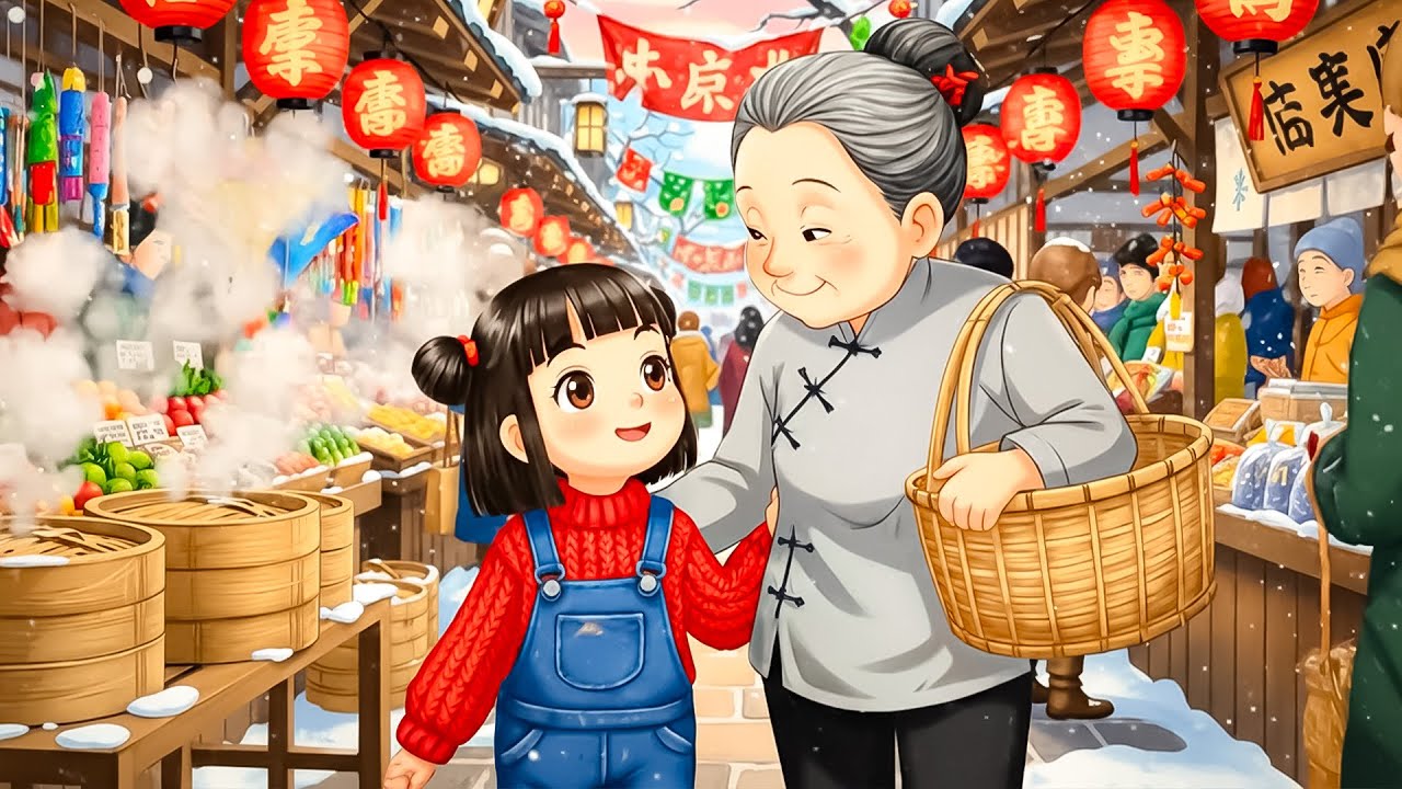 Winter Memories: New Year Market with Grandma & Grandpa’s Gentle World | Ghibli Style Video 🎇🌸